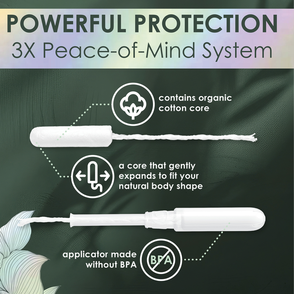 L. Organic Cotton Tampons Super Absorbency, BPA-free Plastic Applicator
