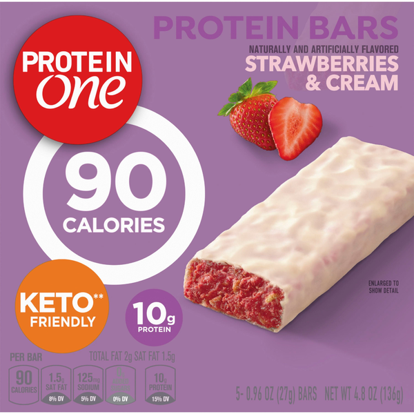 Protein One 90 Calorie Strawberries and Cream Keto Friendly Protein Bars