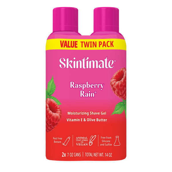 Skintimate Skin Therapy Raspberry Rain Shave Gel for Women, Moisturizing, Twin Pack