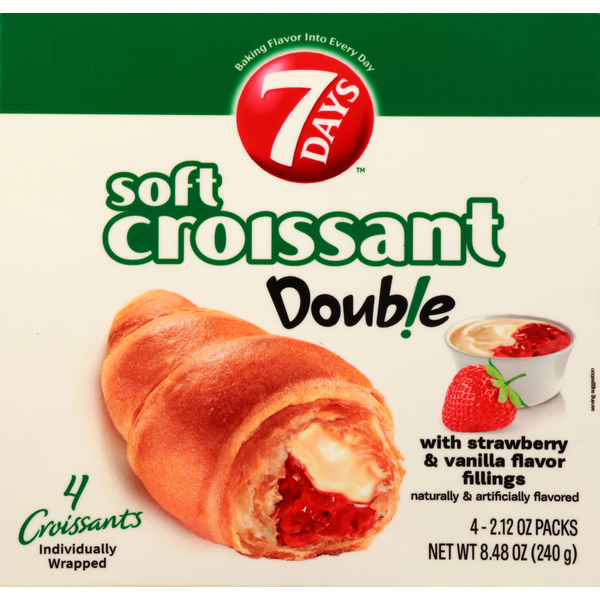 7Days Soft Croissant, with Strawberry & Vanilla Flavor Fillings, Double