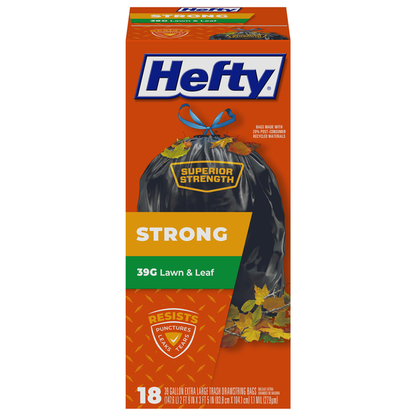 Hefty Strong Lawn & Leaf Extra Large Trash Drawstring Bags