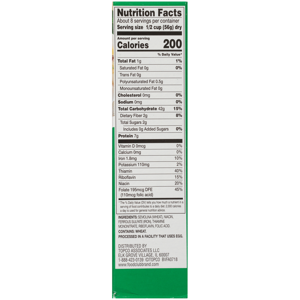 Food Club Enriched Macaroni Product, Small Shells