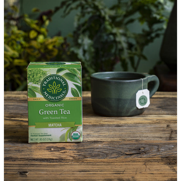 Traditional Medicinals Organic Green Tea Matcha with Toasted Rice, Caffeine Free Herbal Tea DestGlow