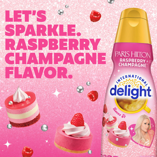 International Delight Coffee Creamer, Paris Hilton Raspberry Champagne, Refrigerated Flavored Creamer, 32 fl oz Bottle
