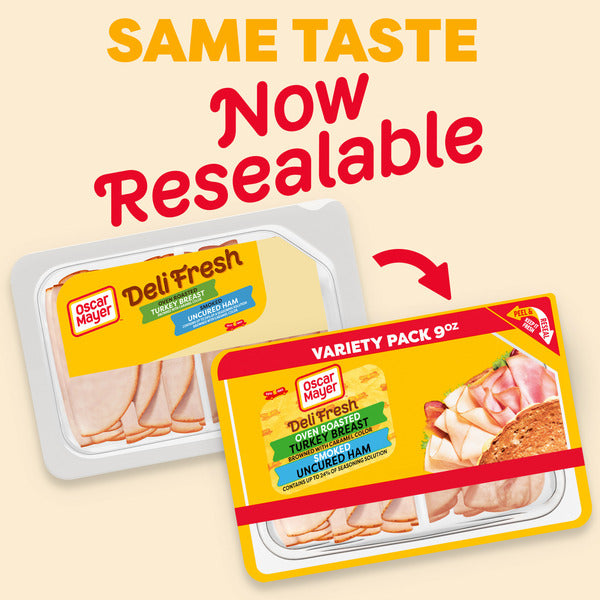 Oscar Mayer Oven Roasted Turkey Breast & Smoked Uncured Ham Sliced Deli Sandwich Lunch Meat