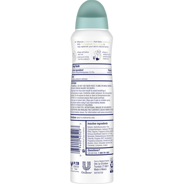 Dove Antiperspirant Deodorant, Advanced Care, Coconut Water & Lime, Dry Spray