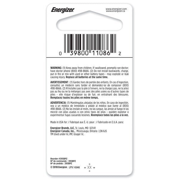 Energizer 395 Silver Oxide Button Battery