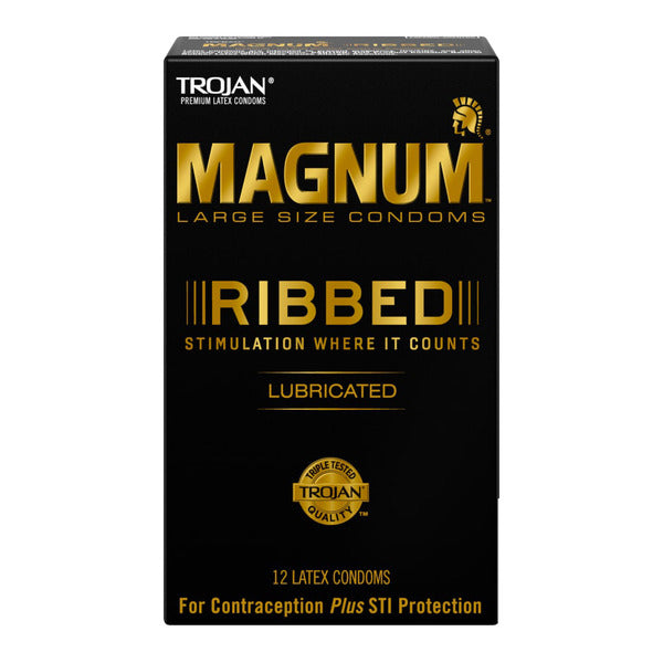 Trojan Magnum Ribbed Large Size Lubricated Condoms