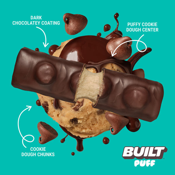 BUILT Puff Protein Bar, Cookie Dough Chunk, 4ct Box
