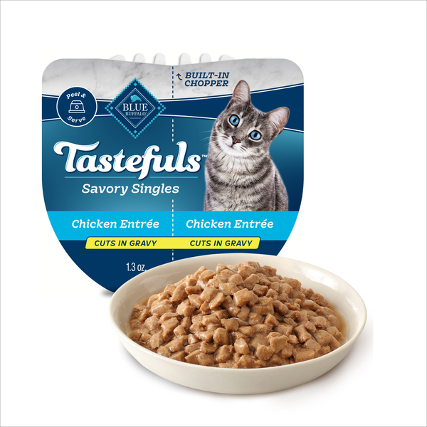 Blue Buffalo Tastefuls Savory Singles Wet Cat Food, Chicken, Twin Pack Cups
