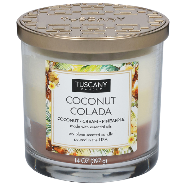 Tuscany Candle Candle, Scented, Soy Blend, Coconut Colada