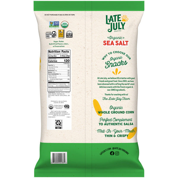 LATE JULY Snacks Restaurant Style Sea Salt Tortilla Chips