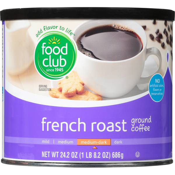 Food Club Coffee, Ground, Medium-Dark, French Roast
