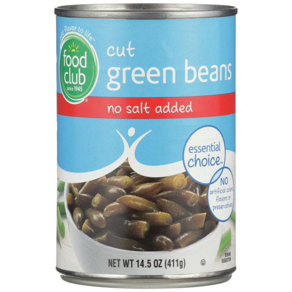 Food Club No Salt Added Cut Green Beans