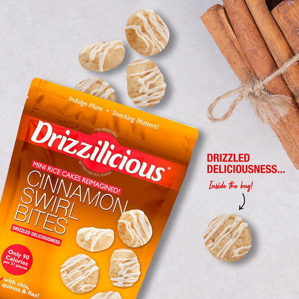 Drizzilicious Mini Rice Cake Bites, Cinnamon Swirl!