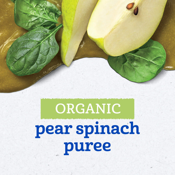 Gerber Stage 2 Baby Food Organic Pear Spinach Puree Pouch