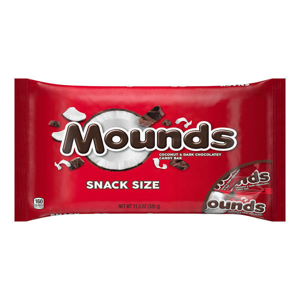 MOUNDS Dark Chocolate and Coconut Snack Size, Candy Bag, 11.3 oz