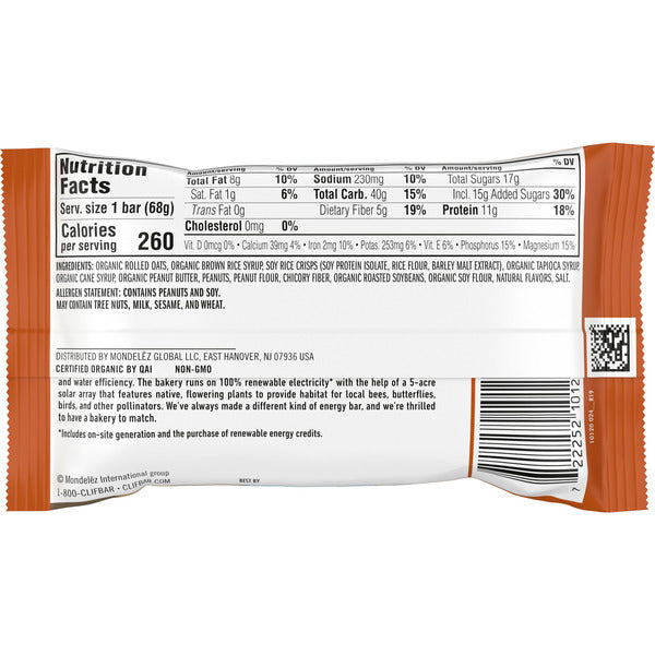 CLIF BAR Crunchy Peanut Butter Energy Bar, Non-Gmo, Plant Based Protein Bars