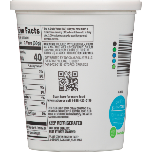 Food Club Sour Cream, Light