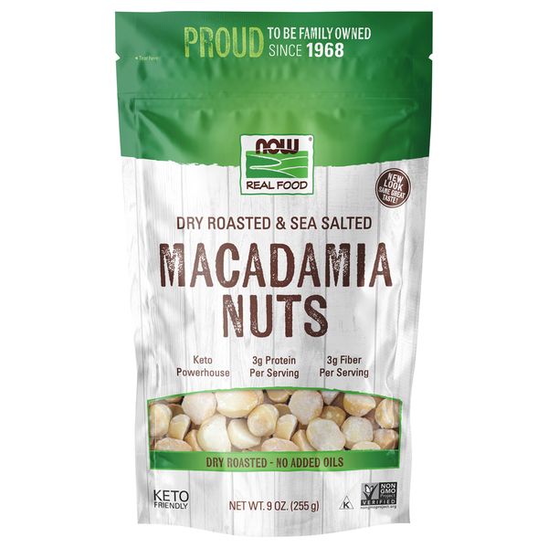 NOW Real Food Macadamia Nuts, Dry Roasted & Sea Salted