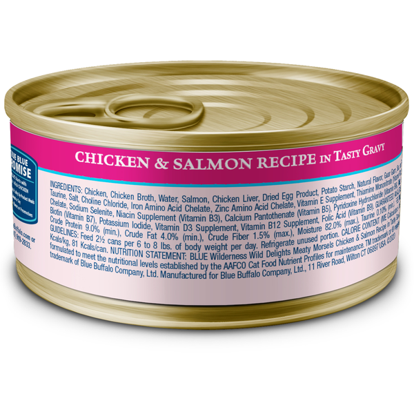 Blue Buffalo Wilderness Delights Meaty Wet Cat Food, Chicken & Salmon in Gravy