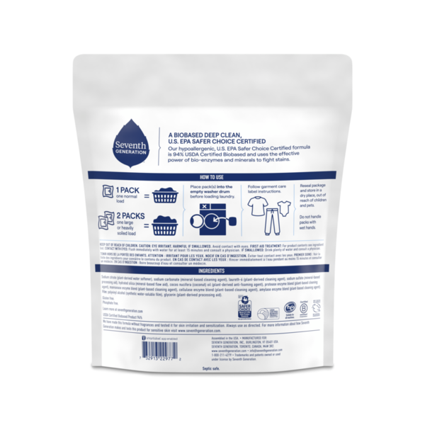 Seventh Generation Laundry Detergent Packs Free & Clear