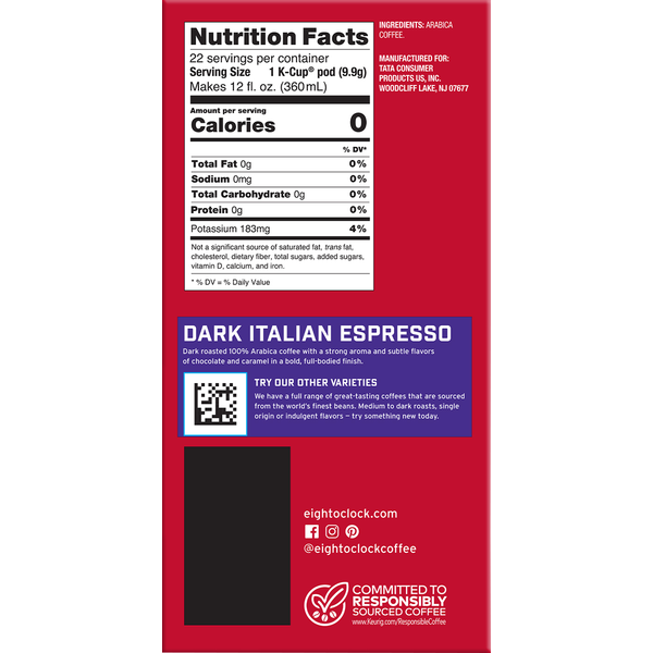 Eight O’Clock K-Cup Pods Ground Arabica Dark Roast Dark Italian Espresso Coffee DestGlow