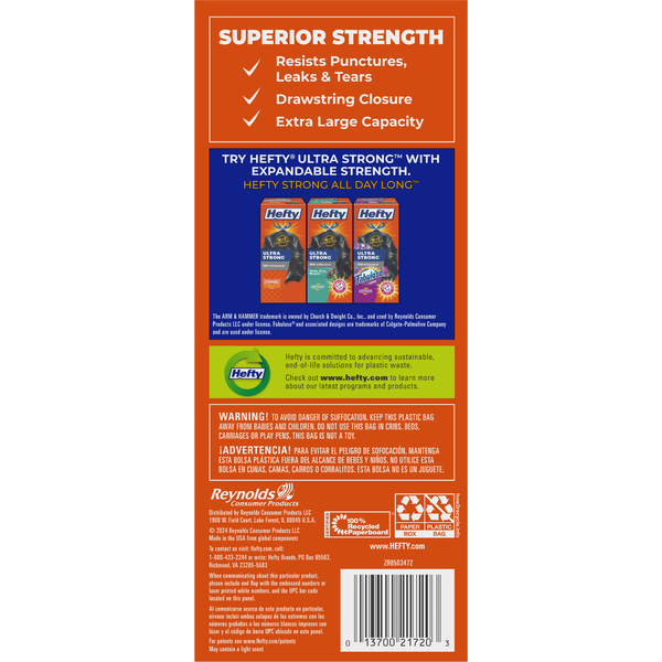 Hefty Strong Lawn & Leaf Extra Large Trash Drawstring Bags