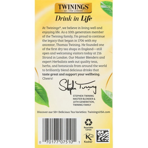 Twinings Tea Bags Lemon & Ginger Herbal Tea