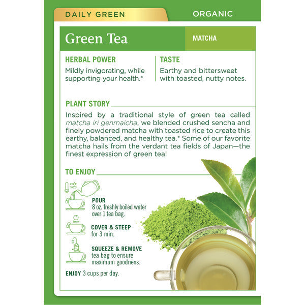Traditional Medicinals Organic Green Tea Matcha with Toasted Rice, Caffeine Free Herbal Tea