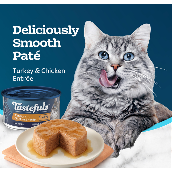 Blue Buffalo Tastefuls Natural Pate Wet Cat Food, Turkey & Chicken Entrée