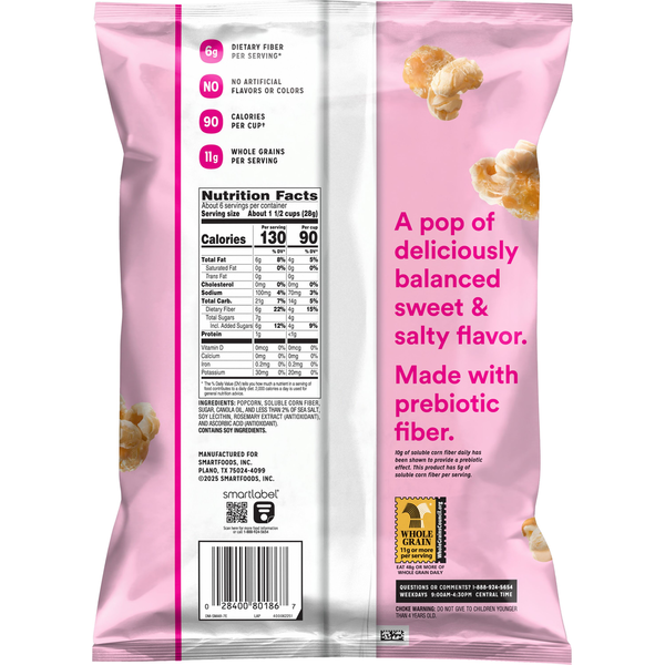 Smartfood Fiber Pop Popcorn Sweet & Salty