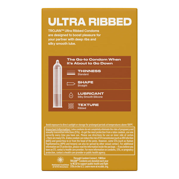 Trojan Ultra Ribbed Premium Lubricant Latex Condoms