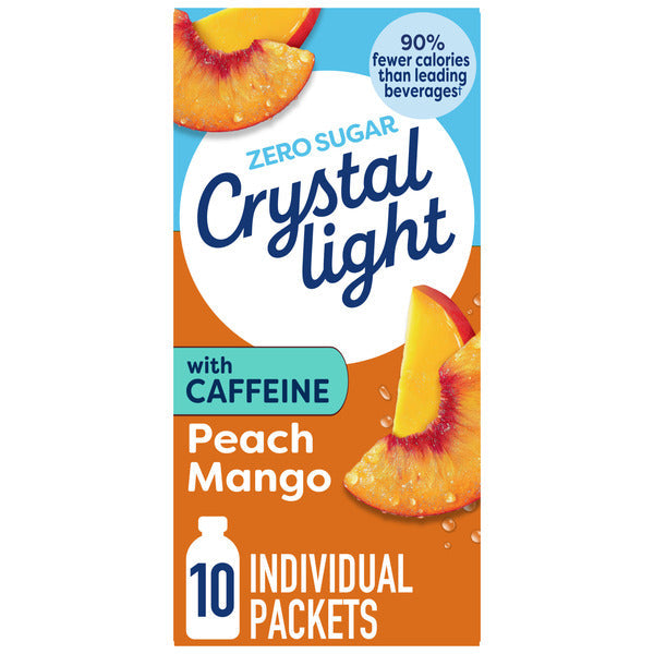 Crystal Light Peach Mango Powdered Drink Mix with Caffeine