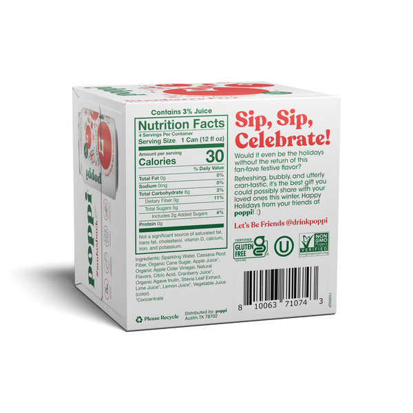 Poppi Prebiotic Soda, Cranberry Fizz