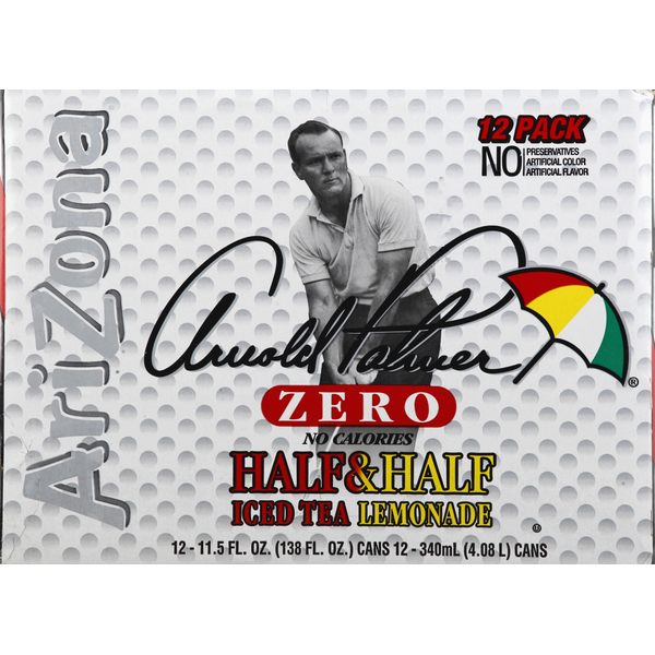 AriZona Iced Tea/Lemonade, Half & Half, Zero, 12 Pack