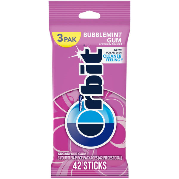 Orbit Gum Bubblemint Sugar Free Chewing Gum Bulk Pack of 3