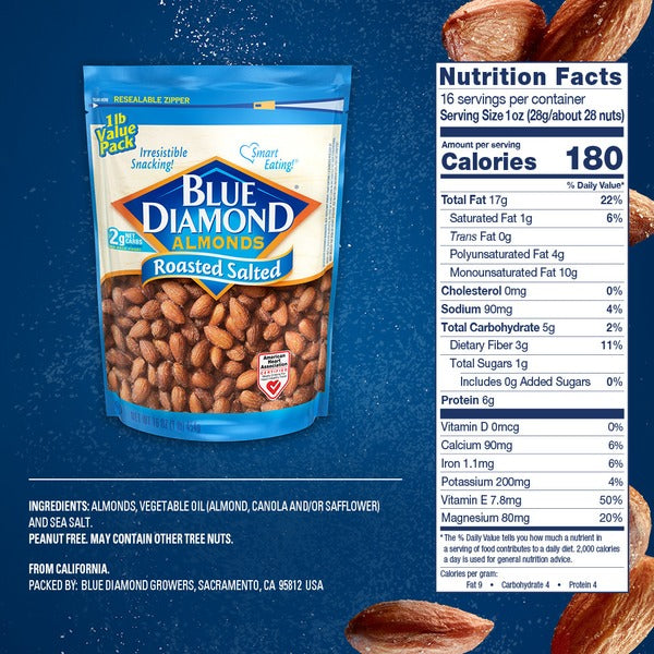 Blue Diamond Almonds, Roasted Salted