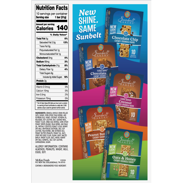 Sunbelt Bakery Peanut Butter Chip Chewy Granola Bars