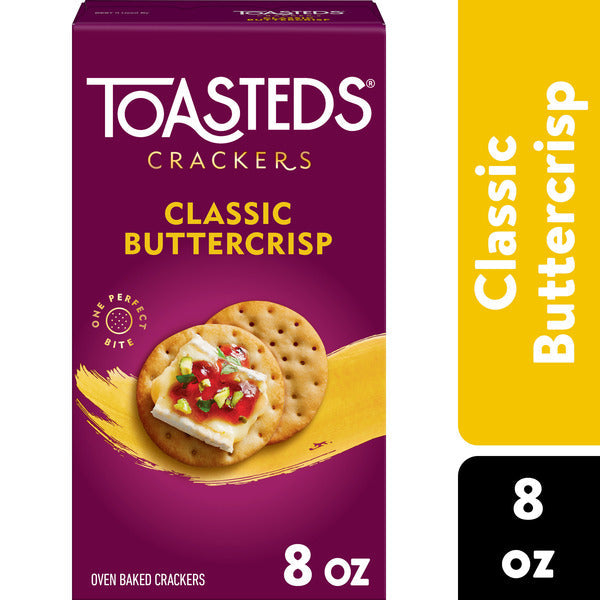 Toasteds Classic Buttercrisp Crackers, Party Snacks, 8 oz
