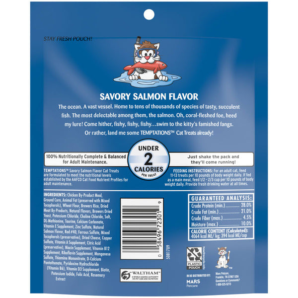 TEMPTATIONS Classic Crunchy and Soft Cat Treats Savory Salmon Flavor