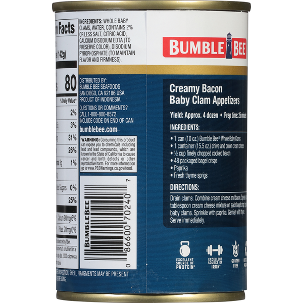 Bumble Bee Whole in Water Baby Clams
