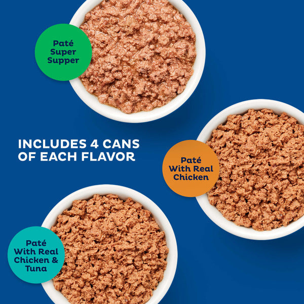 9Lives Paté Favorites Wet Cat Food Variety Pack, 5.5 oz. Cans (Pack of 12) DestGlow