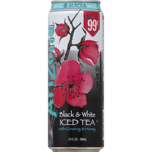 AriZona Iced Tea, Black & White, with Ginseng & Honey