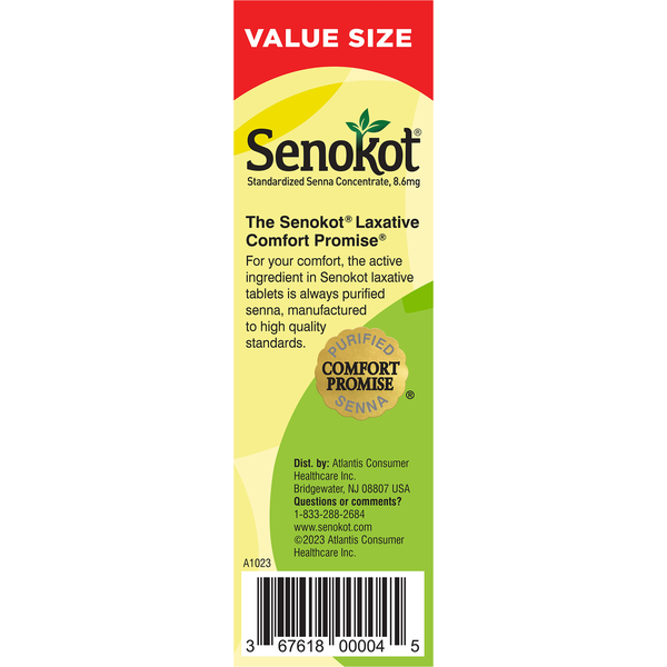 Senokot Tablets Regular Strength 8.6 mg Laxative Value Size