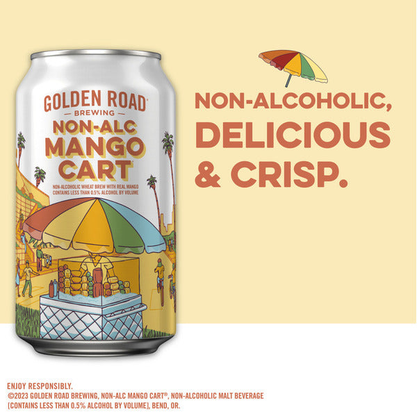 Golden Road Brewing Brewing Mango Cart Non-Alcoholic Wheat Brew, 6 Pack 12 Fl Oz Cans