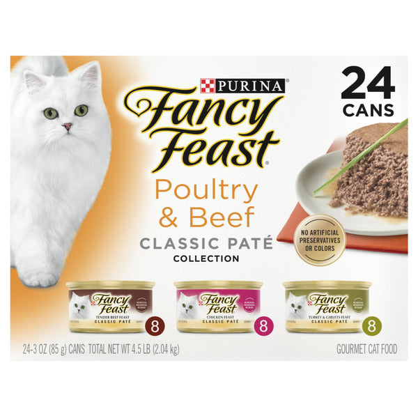 Purina Fancy Feast Poultry and Beef Feast Classic Pate Collection Grain Free Wet Cat Food