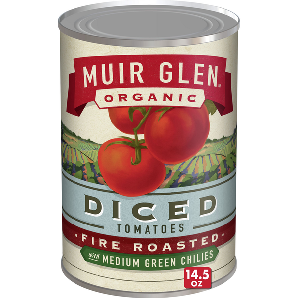 Muir Glen Diced Fire Roasted Tomatoes, w/ Green Chilies