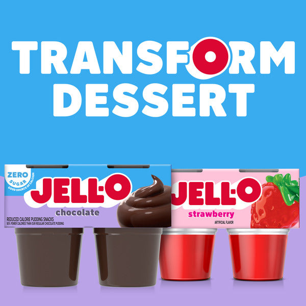Jell-O Chocolate Sugar Free Refrigerated Pudding Cup Snacks Value Pack