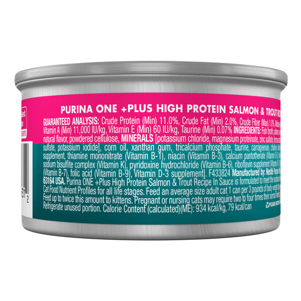 Purina ONE Natural, High Protein Cat Food, Salmon and Trout Recipe in Sauce